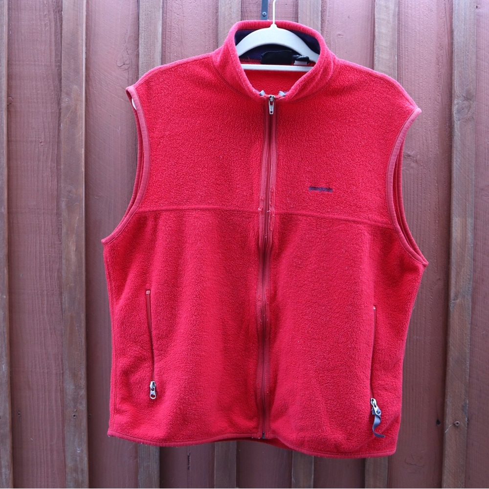 Patagonia Synchilla Full Zip Fleece Red Vest size Large Men Made in USA Vintage